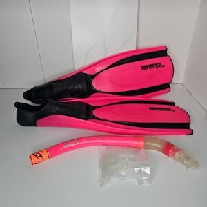 Mares Plana Avanti HP Pink Full Foot Fins w/Snorkel Set Adult Sz 36 37 (US 4/5)